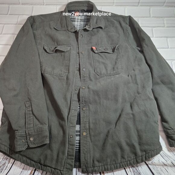 The American Outdoorsman Canvas Flannel Lined Shirt Jacket Large Flawed warm - Picture 1 of 9